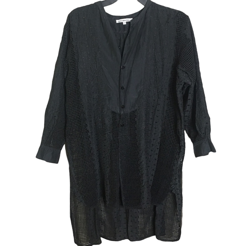 Little white lies bathing suit coverup dress black mesh XS High low
